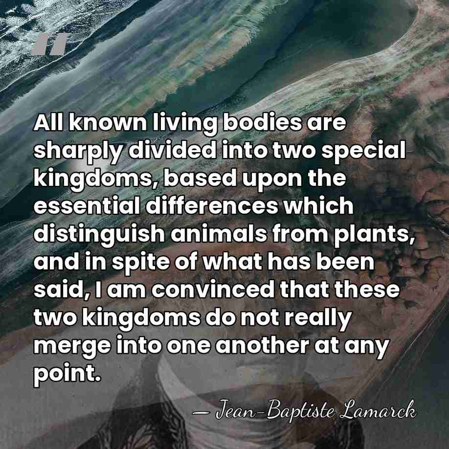 All known living bodies are sharply divided into two special kingdoms, based&hellip; - Jean-Baptiste Lamarck