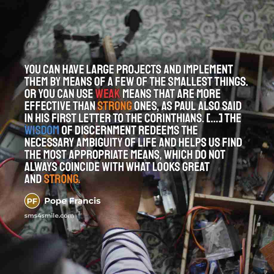 “You can have large projects and implement them by means…” quote by Pope Francis