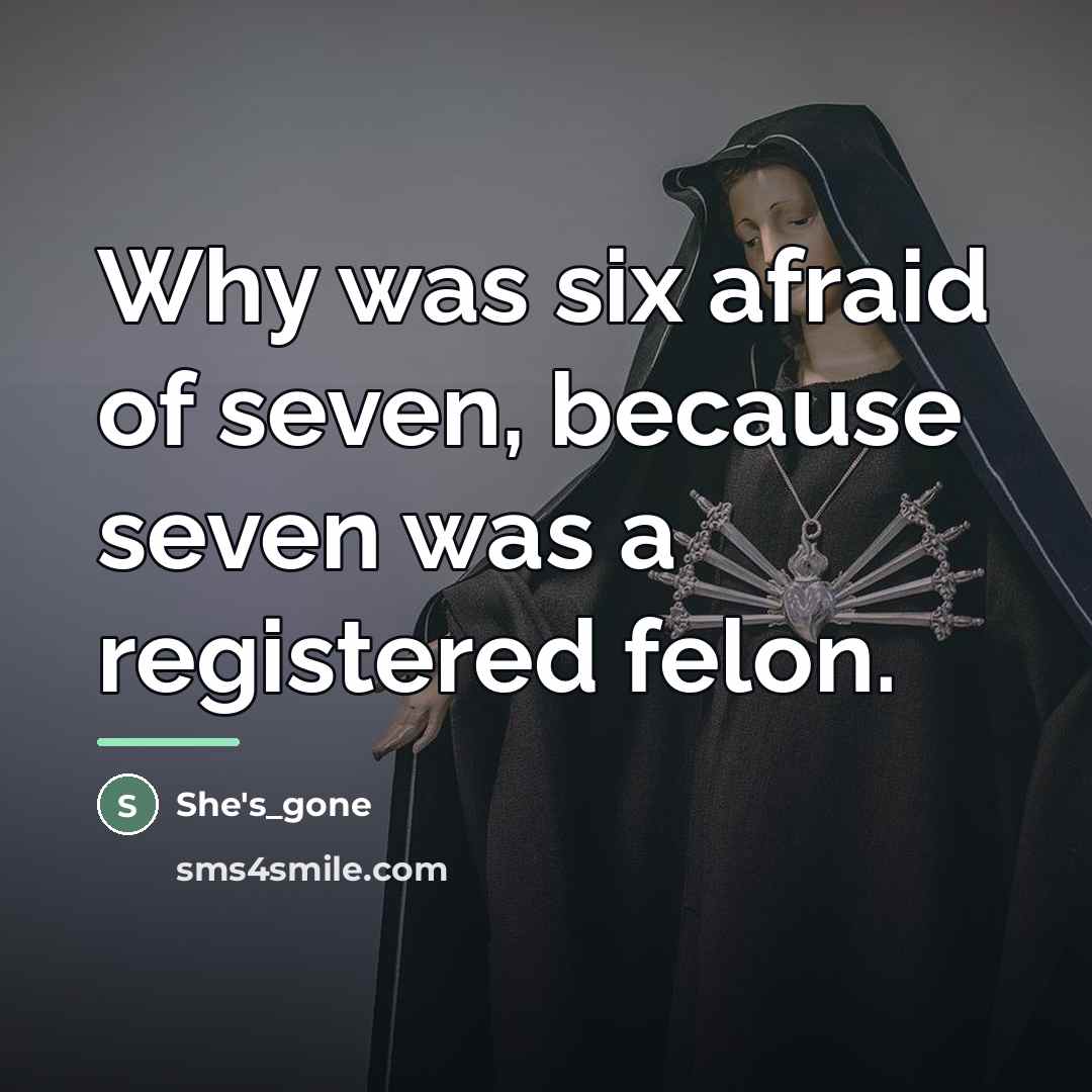 “Why was six afraid of seven, because seven was a…” quote by She's_gone
