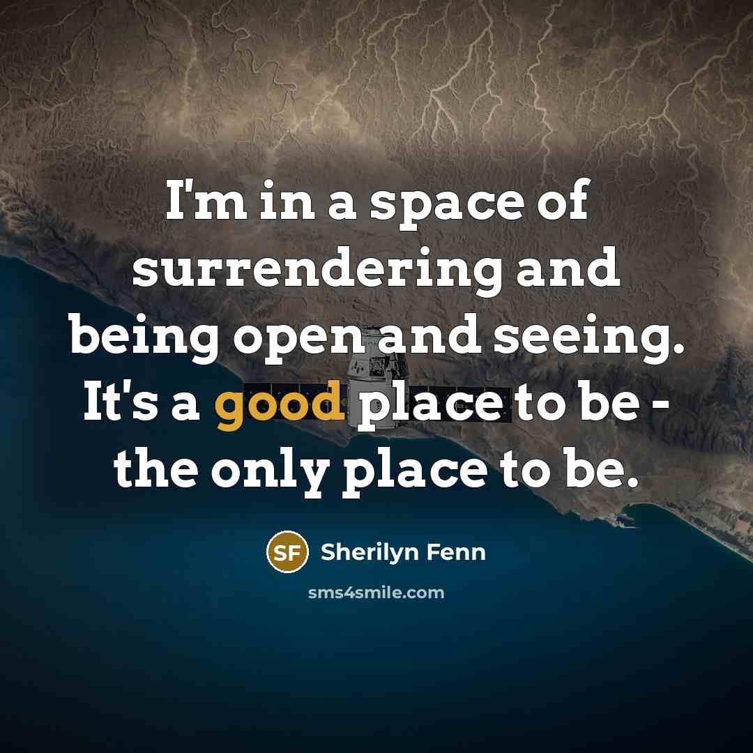 “I'm in a space of surrendering and being open and…” quote by Sherilyn Fenn