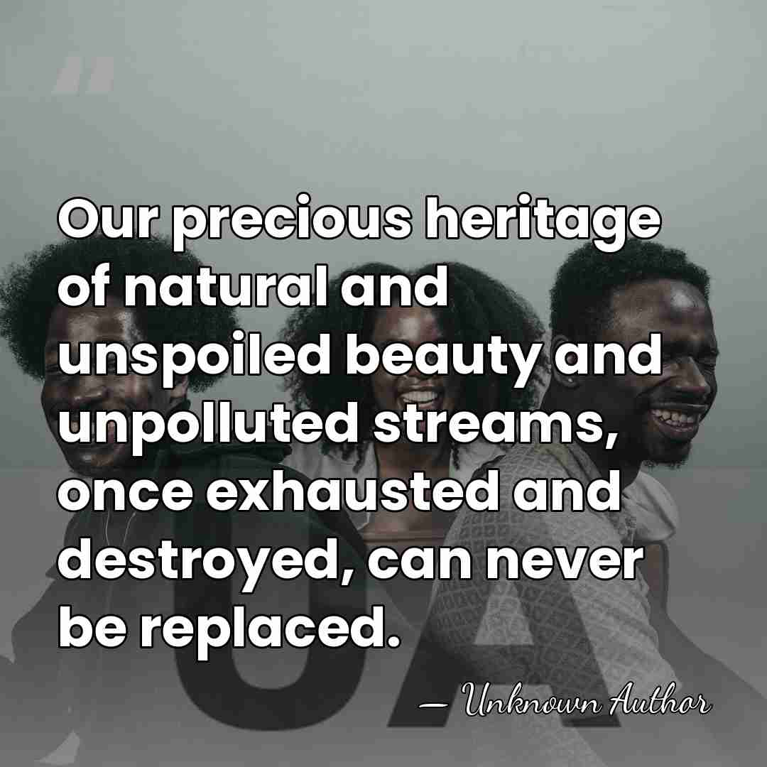 Our precious heritage of natural and unspoiled beauty and unpolluted streams, once&hellip; - Unknown Author