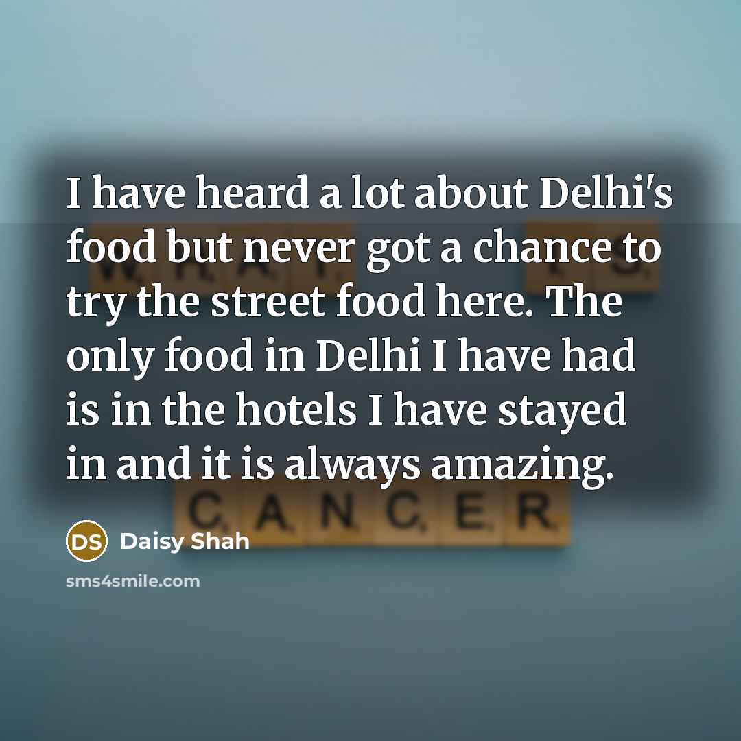 “I have heard a lot about Delhi's food but never…” quote by Daisy Shah