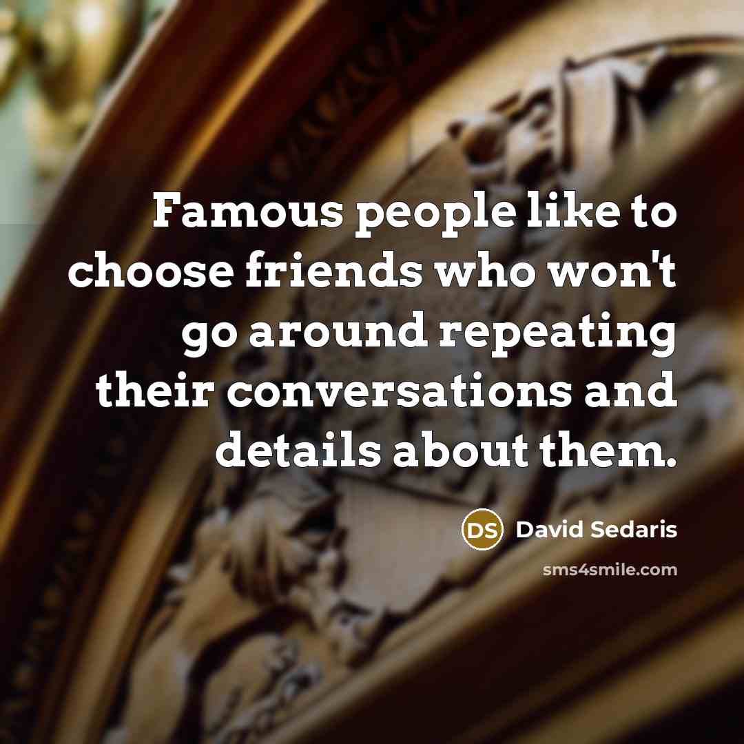 “Famous people like to choose friends who won't go around…” quote by David Sedaris