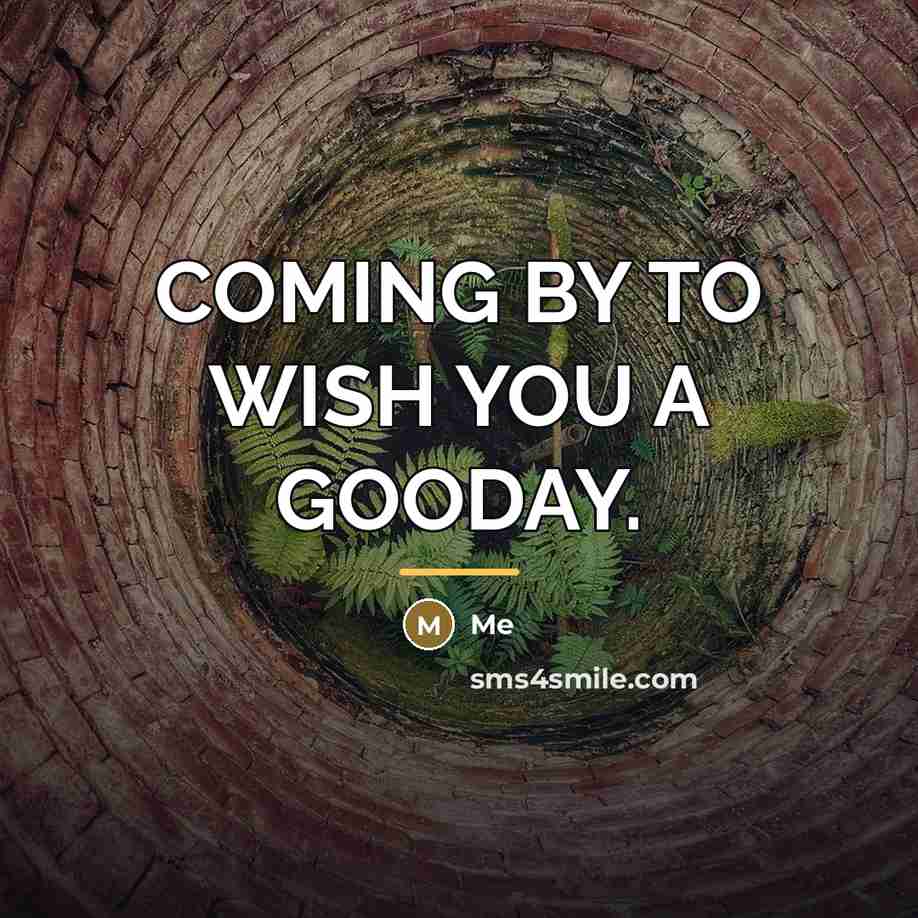 “COMING BY TO WISH YOU A GOODAY.…” quote by Me