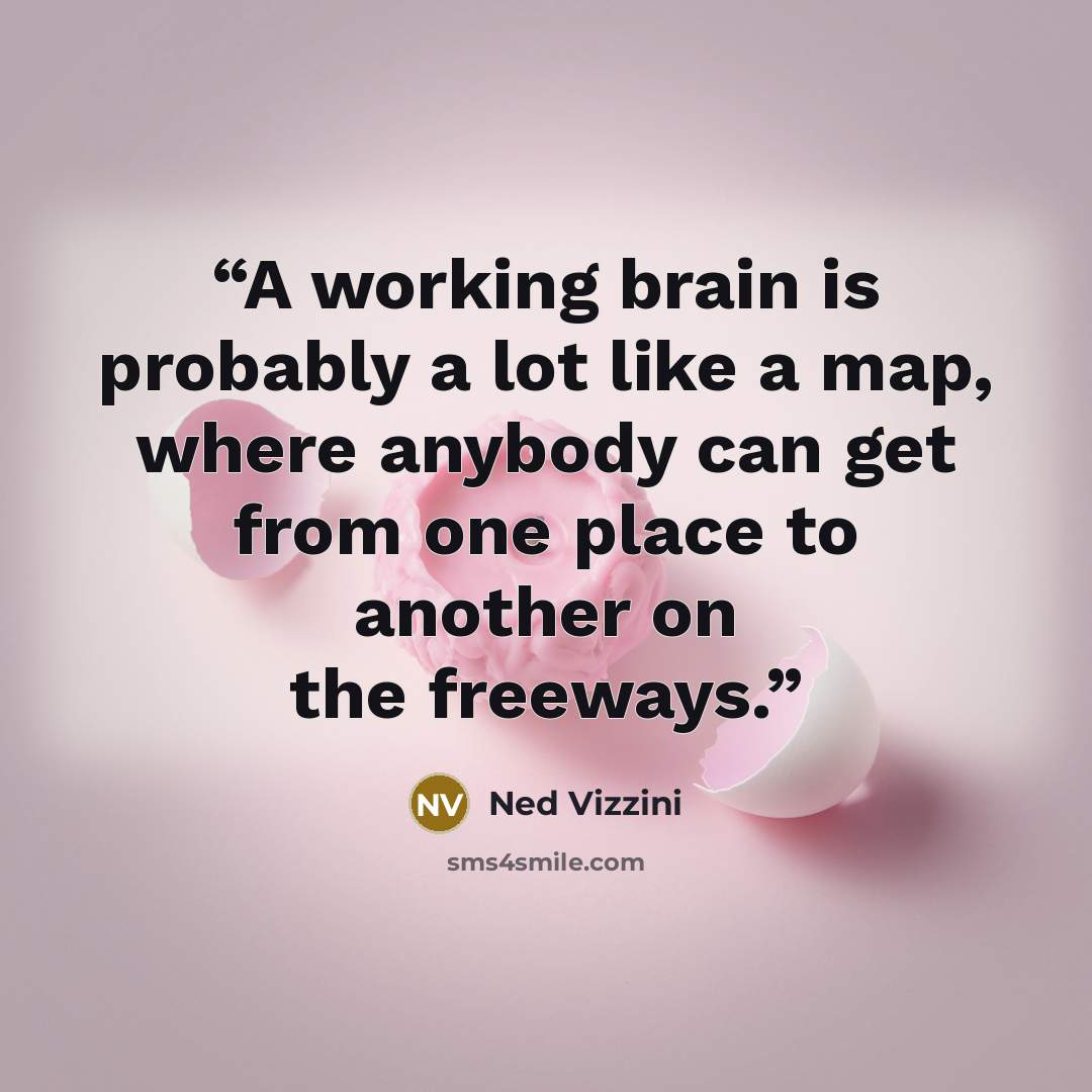 “A working brain is probably a lot like a map, where anybody can get from one place to another on the freeways.” quote by Ned Vizzini
