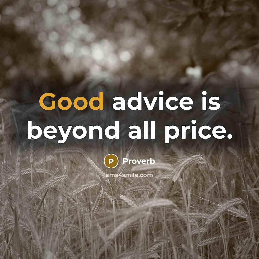 “Good advice is beyond all price.…” quote by Proverb