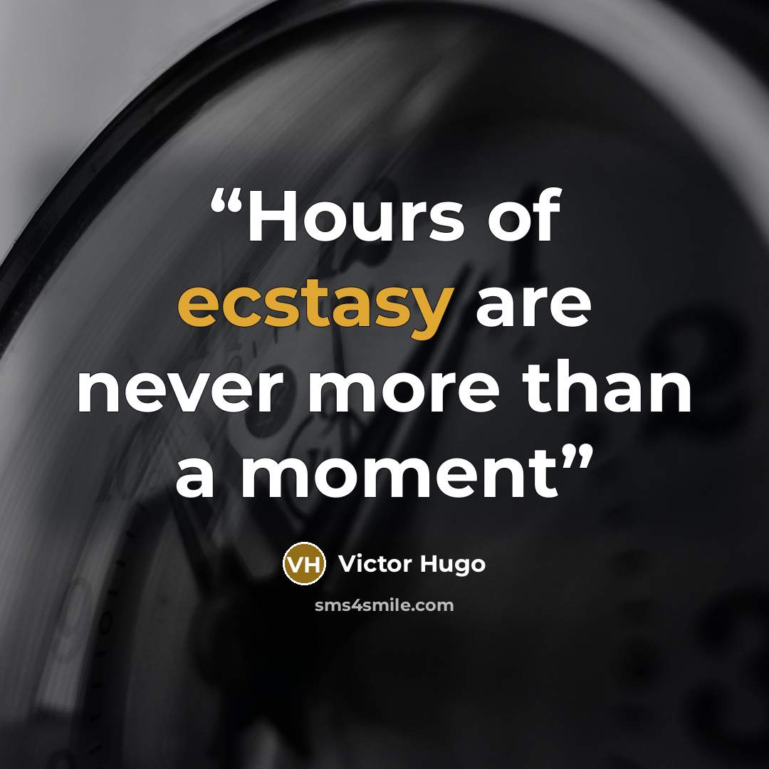 “Hours of ecstasy are never more than a moment” quote by Victor Hugo