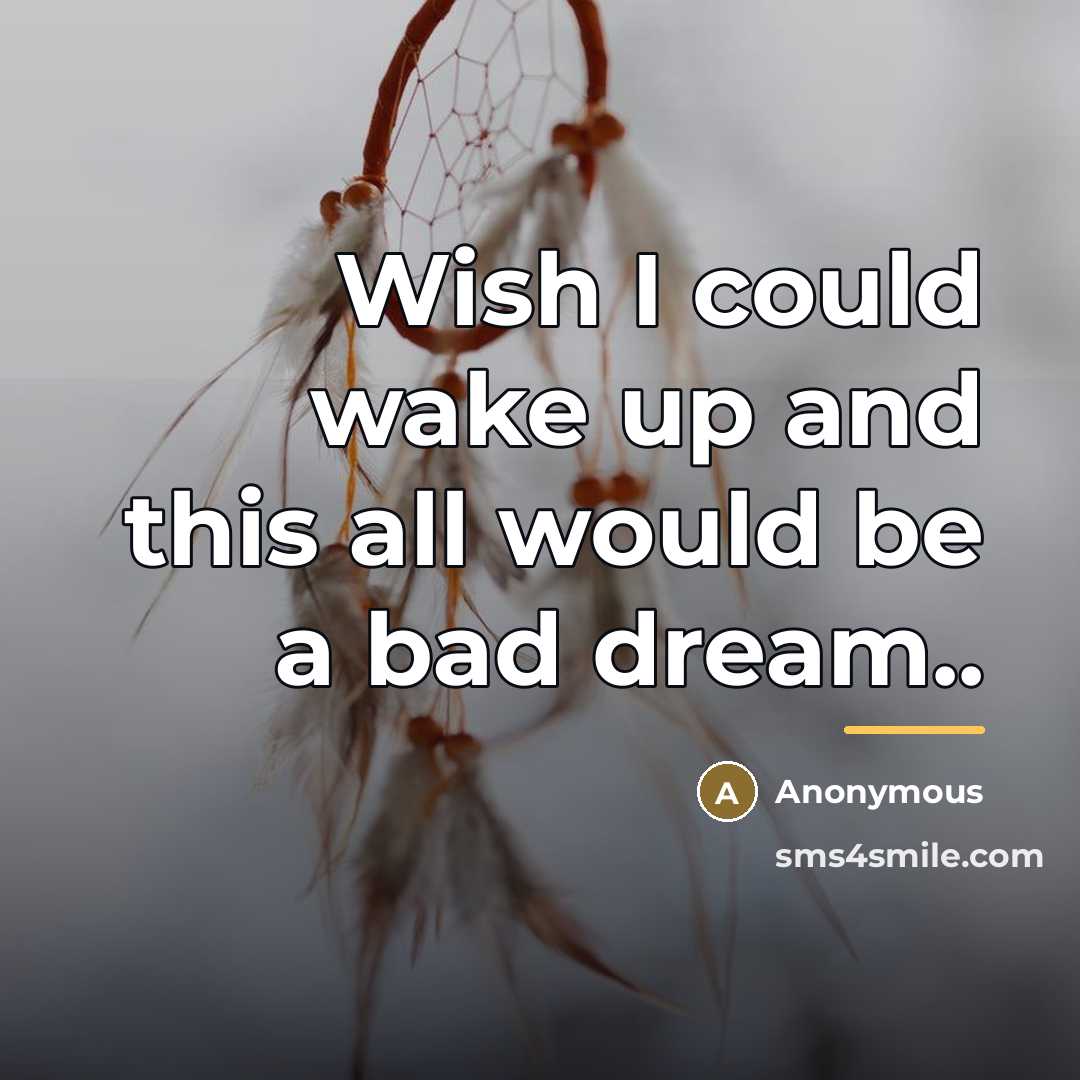 “Wish I could wake up and this all would be…” quote by Anonymous