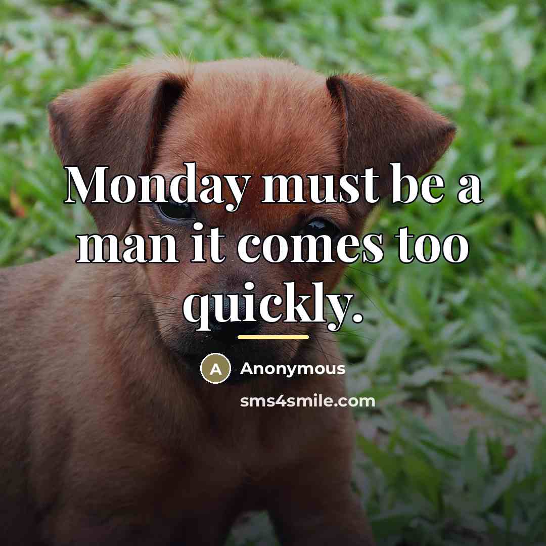 “Monday must be a man it comes too quickly.…” quote by Anonymous