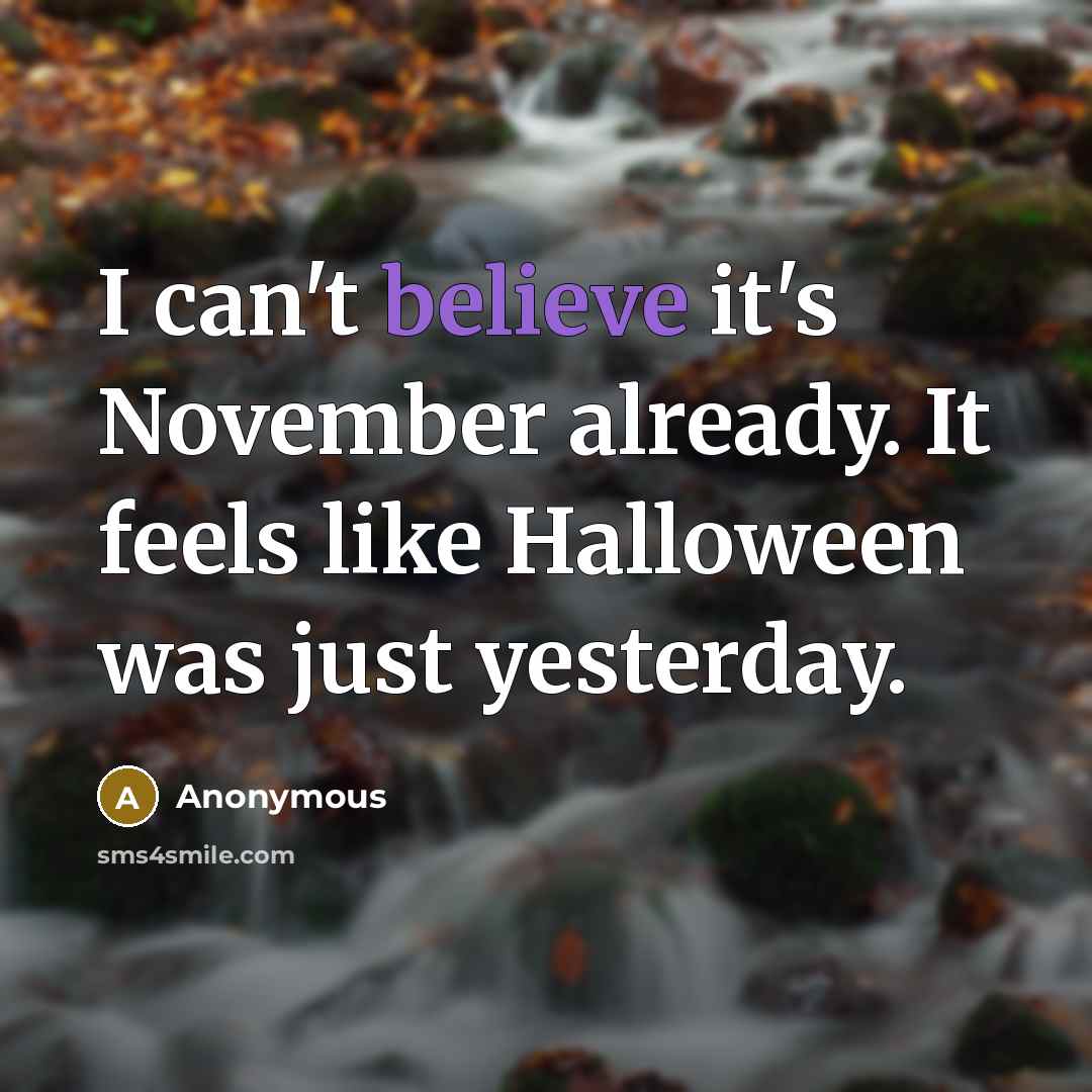 “I can't believe it's November already. It feels like Halloween…” quote by Anonymous