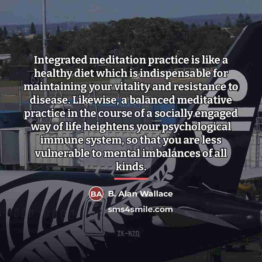“Integrated meditation practice is like a healthy diet which is…” quote by B. Alan Wallace