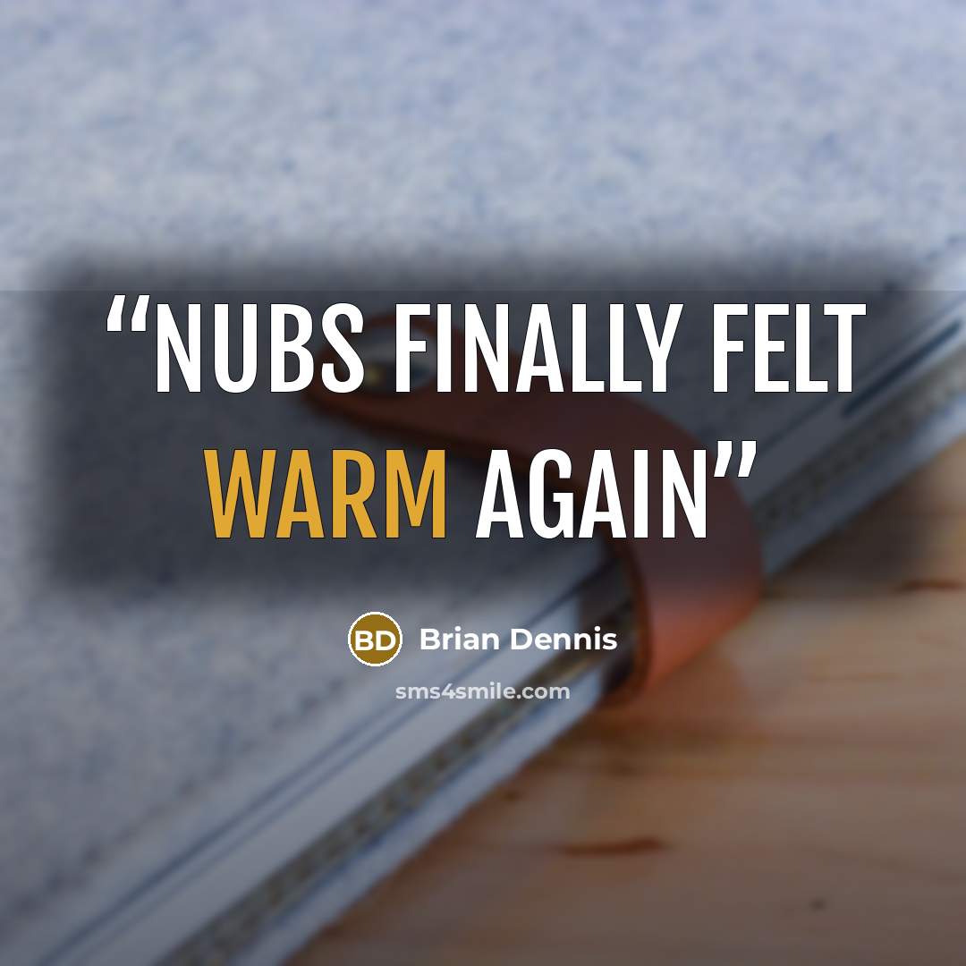 “Nubs finally felt warm again” quote by Brian Dennis