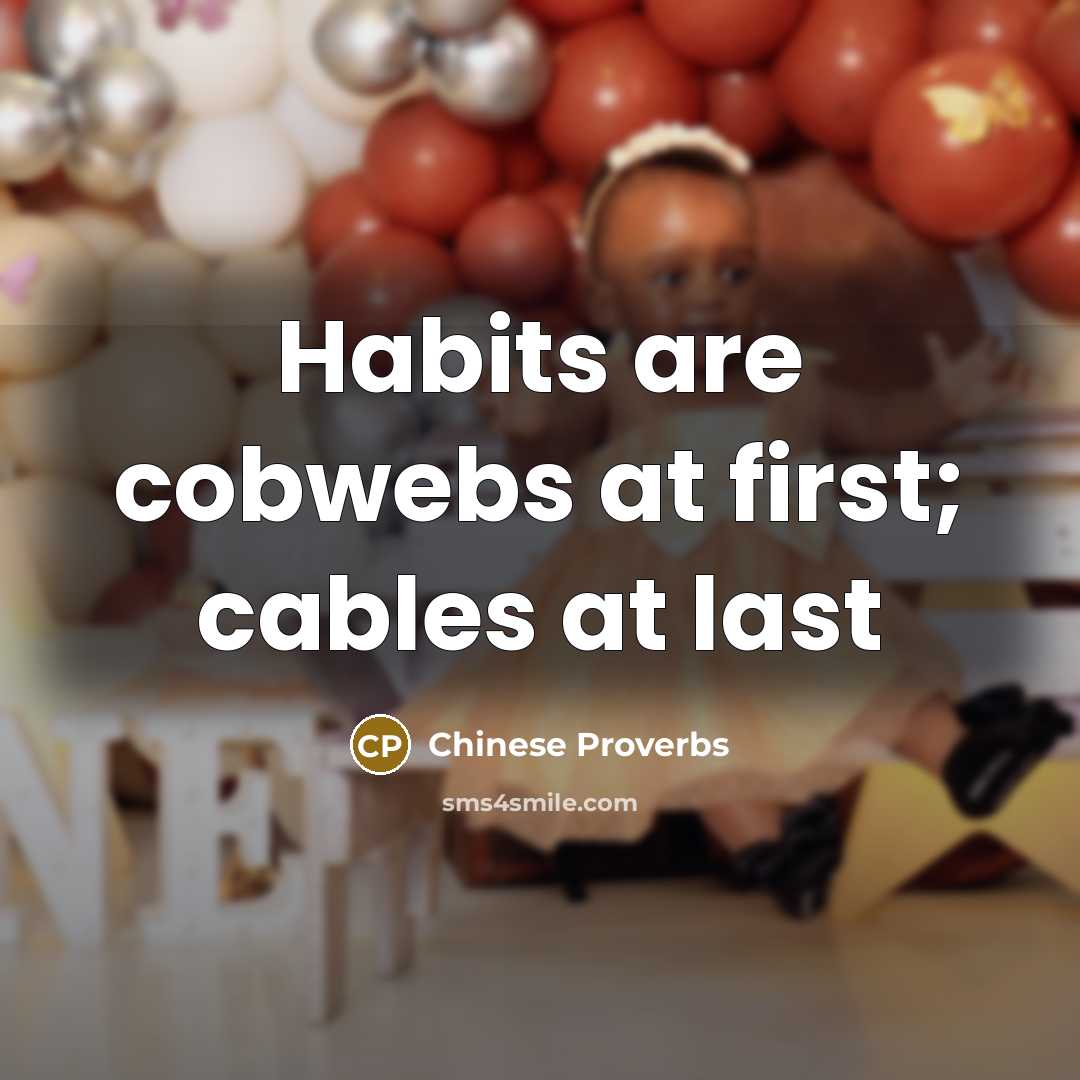 “Habits are cobwebs at first; cables at last…” quote by Chinese Proverbs