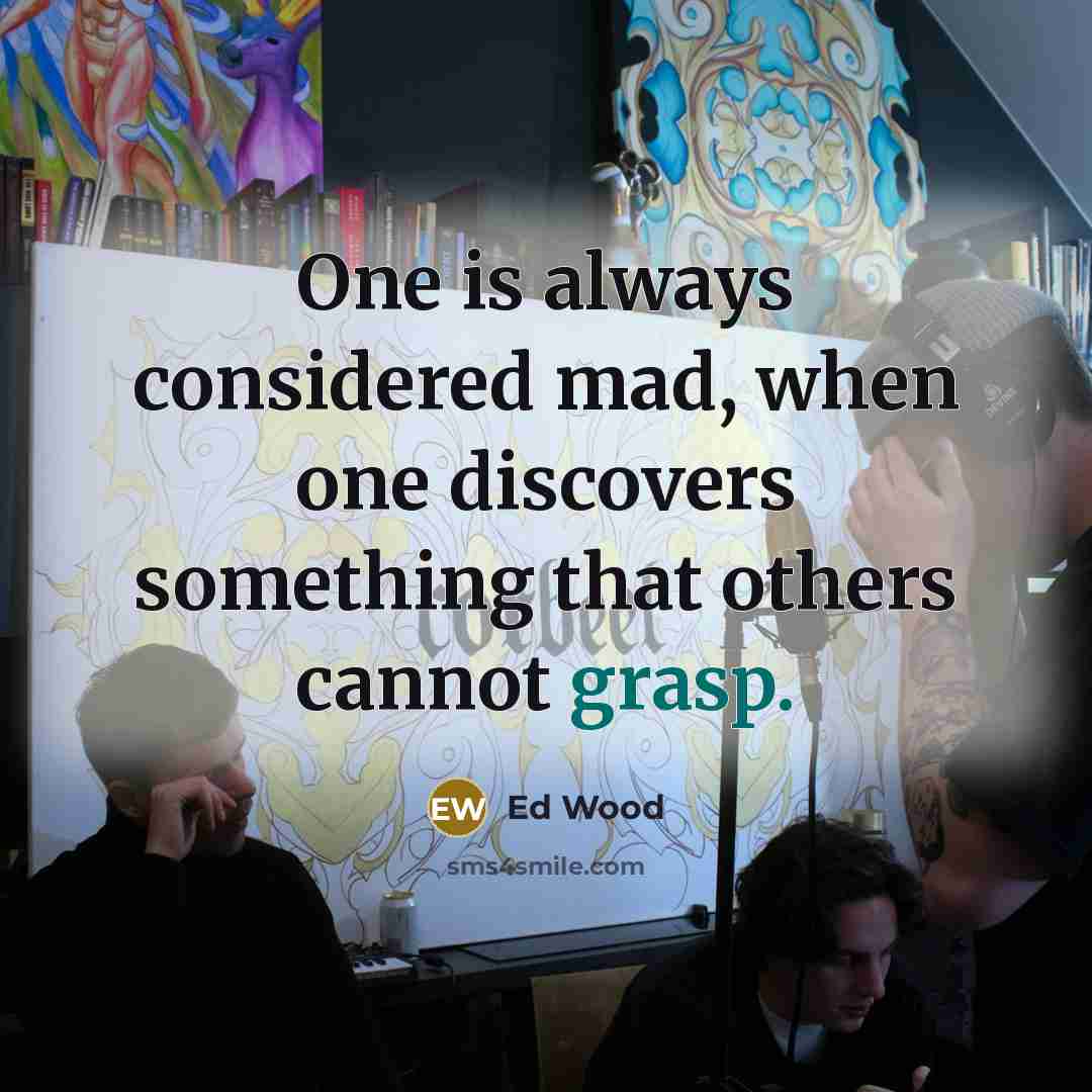 “One is always considered mad, when one discovers something that…” quote by Ed Wood