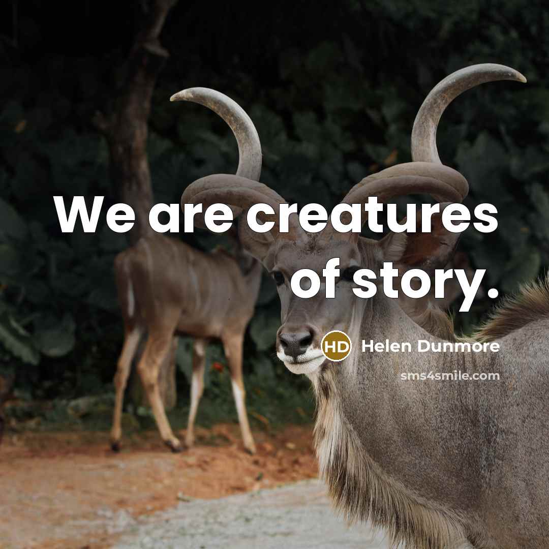 “We are creatures of story.…” quote by Helen Dunmore