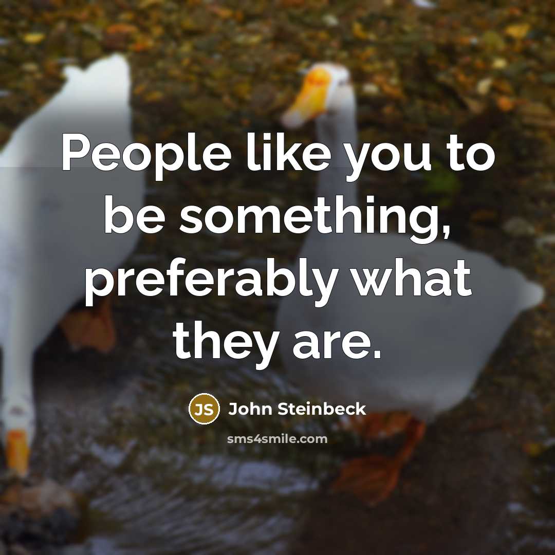 “People like you to be something, preferably what they are.…” quote by John Steinbeck