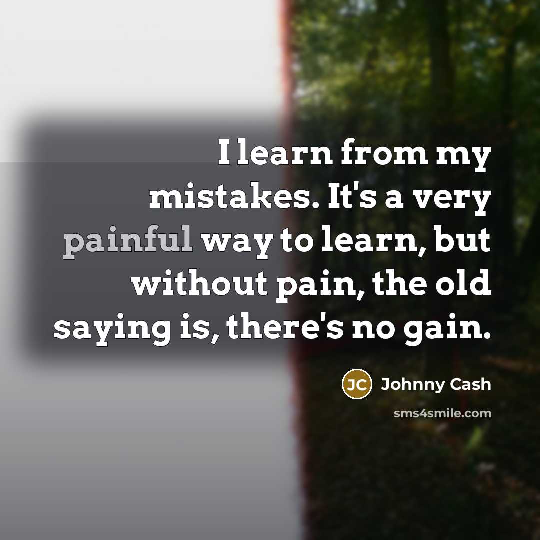 “I learn from my mistakes. It's a very painful way…” quote by Johnny Cash
