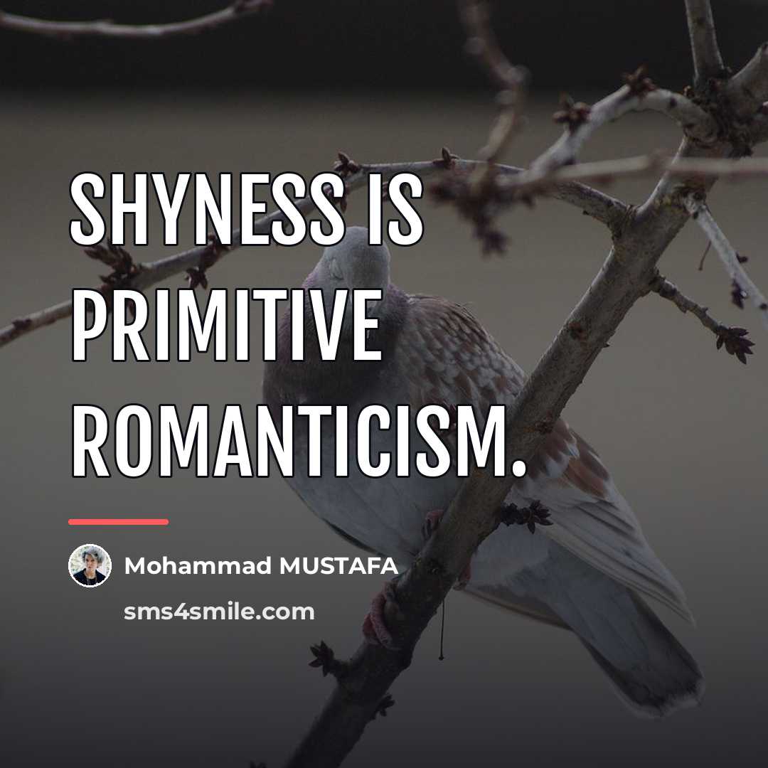 “Shyness is primitive romanticism.…” quote by Mohammad MUSTAFA