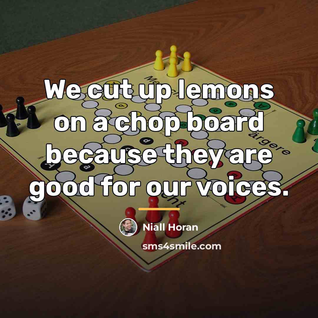 “We cut up lemons on a chop board because they…” quote by Niall Horan