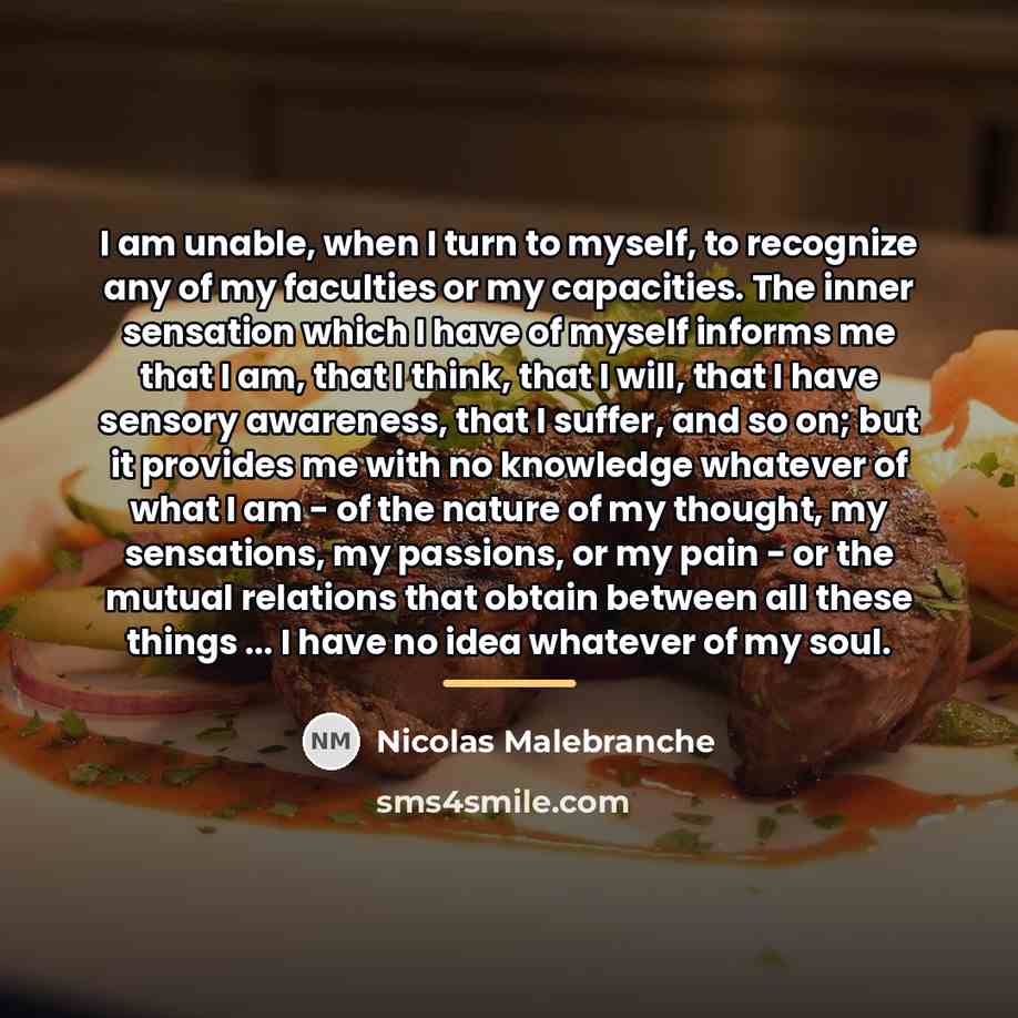 “I am unable, when I turn to myself, to recognize…” quote by Nicolas Malebranche