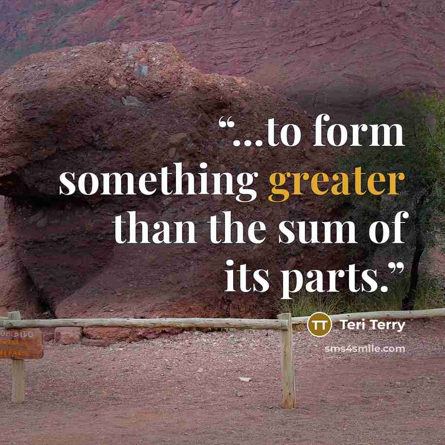 “...to form something greater than the sum of its parts.” quote by Teri Terry