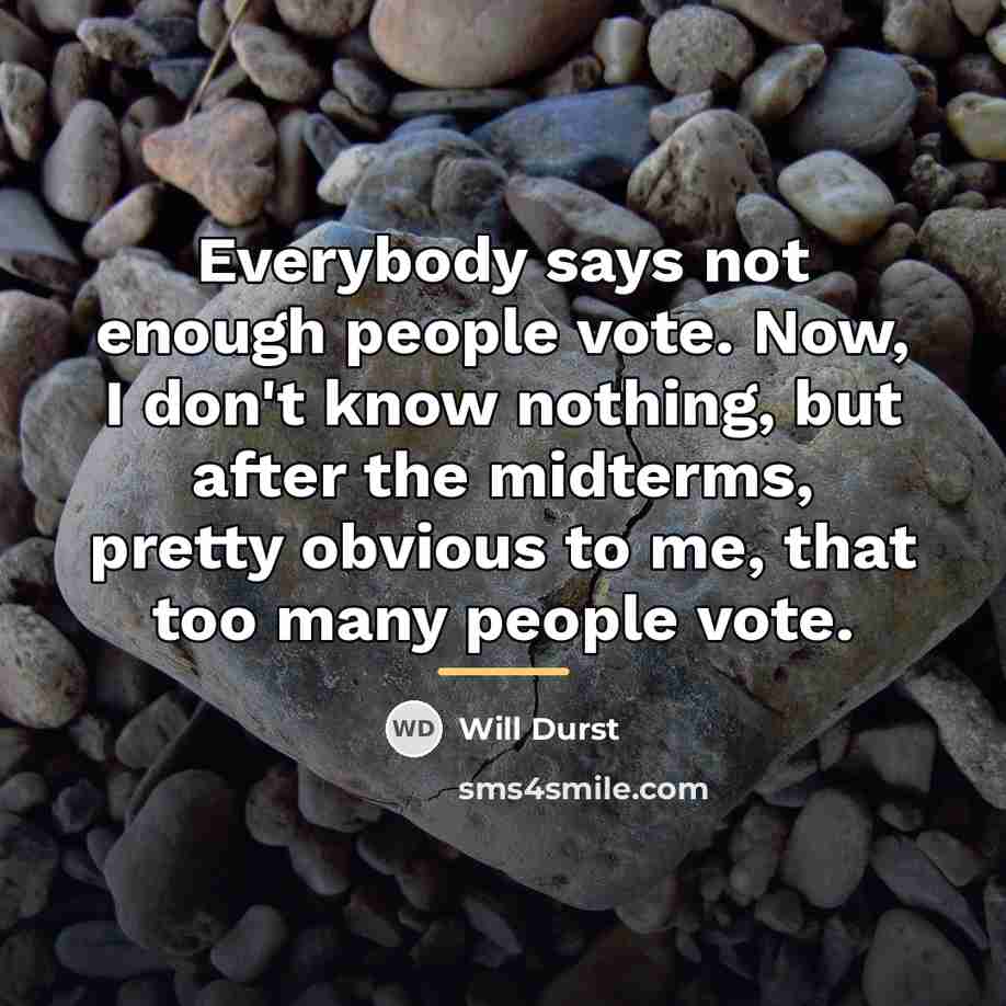 “Everybody says not enough people vote. Now, I don't know…” quote by Will Durst