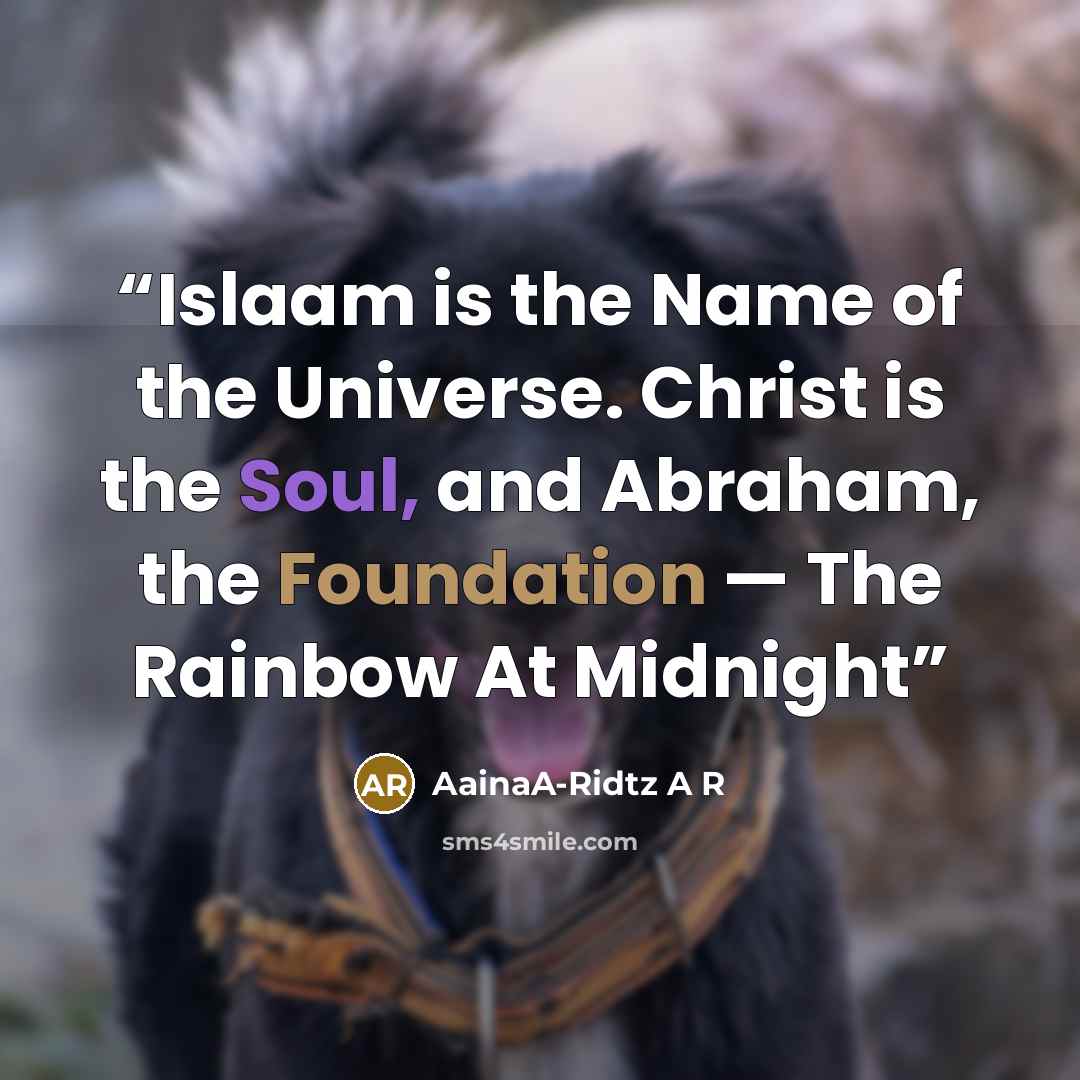 “Islaam is the Name of the Universe. Christ is the Soul, and Abraham, the Foundation — The Rainbow At Midnight” quote by AainaA-Ridtz A R