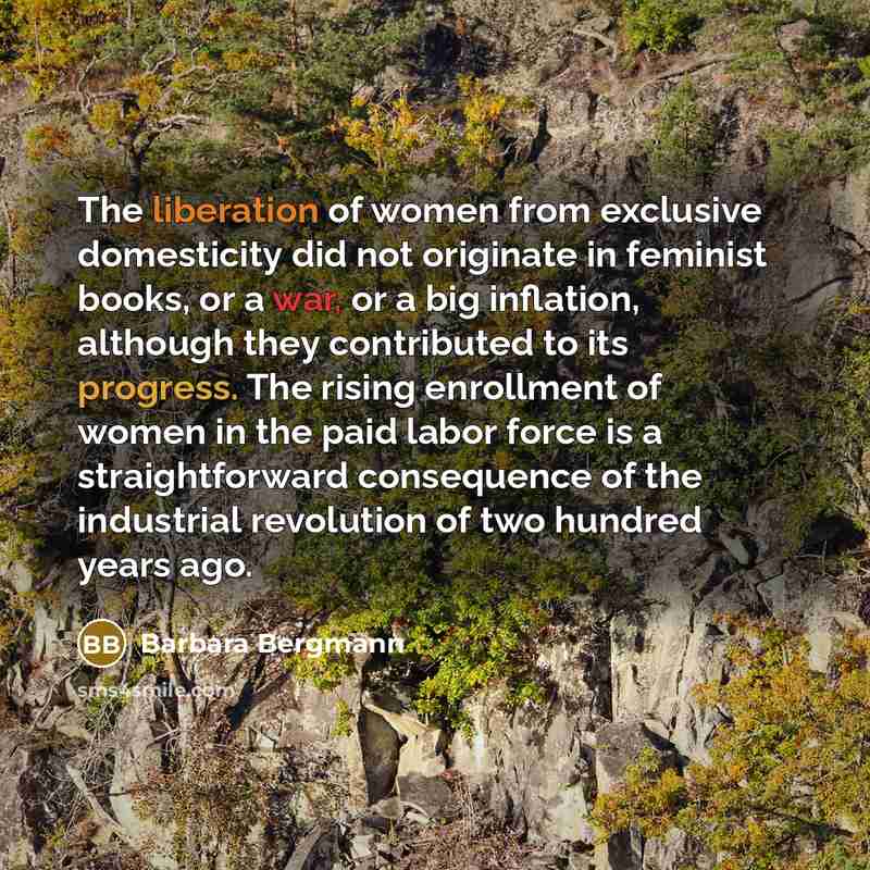 “The liberation of women from exclusive domesticity did not originate…” quote by Barbara Bergmann