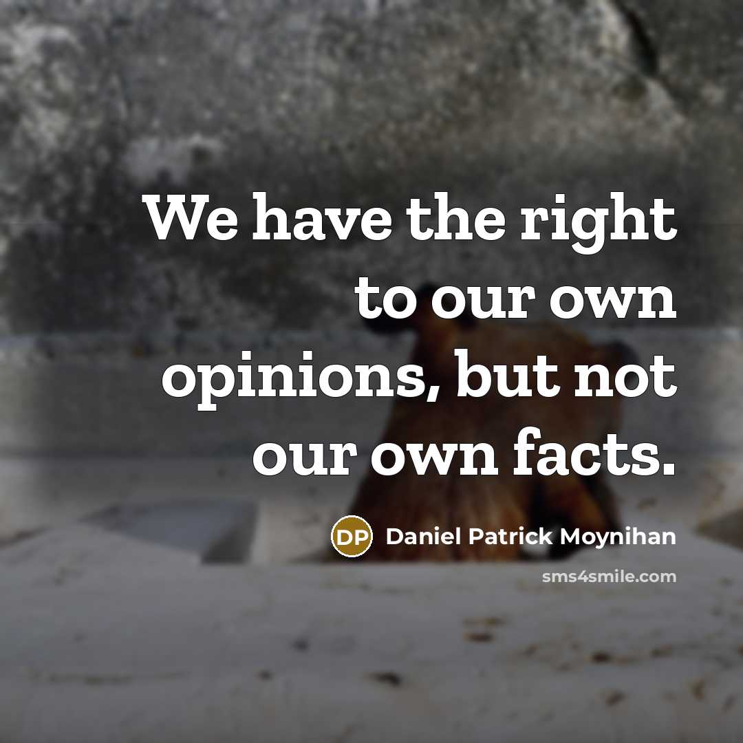 “We have the right to our own opinions, but not…” quote by Daniel Patrick Moynihan