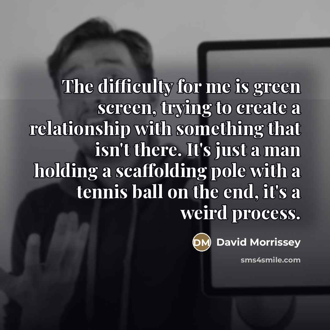“The difficulty for me is green screen, trying to create…” quote by David Morrissey
