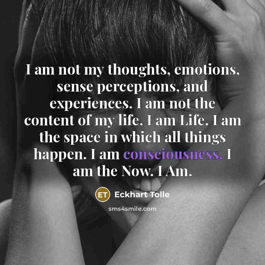 “I am not my thoughts, emotions, sense perceptions, and experiences.…” quote by Eckhart Tolle