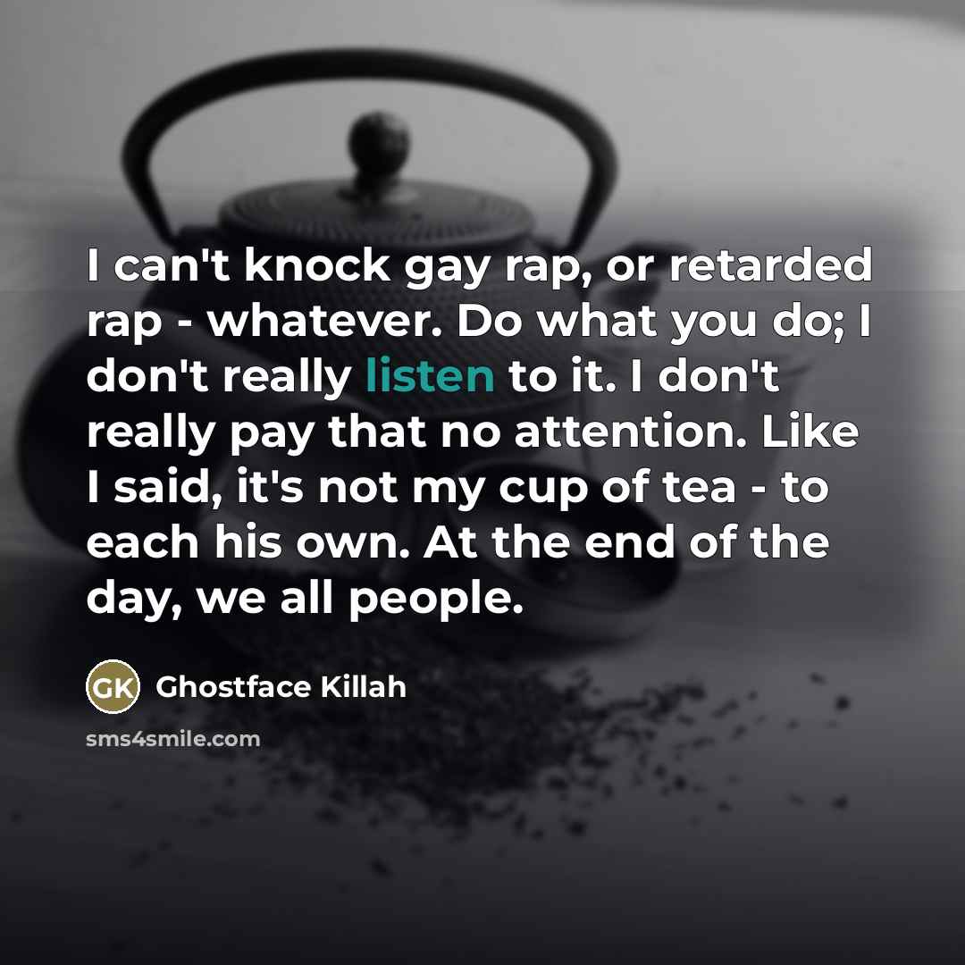 “I can't knock gay rap, or retarded rap - whatever.…” quote by Ghostface Killah