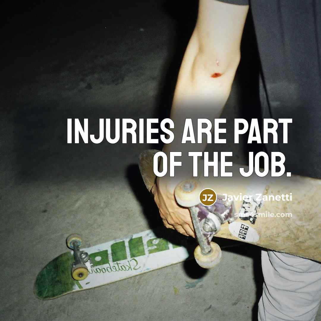 “Injuries are part of the job.…” quote by Javier Zanetti