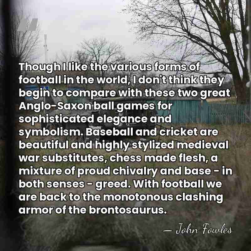 Though I like the various forms of football in the world, I&hellip; - John Fowles