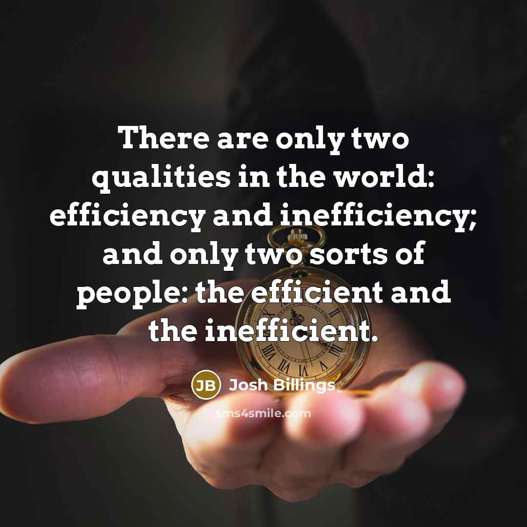 “There are only two qualities in the world: efficiency and…” quote by Josh Billings
