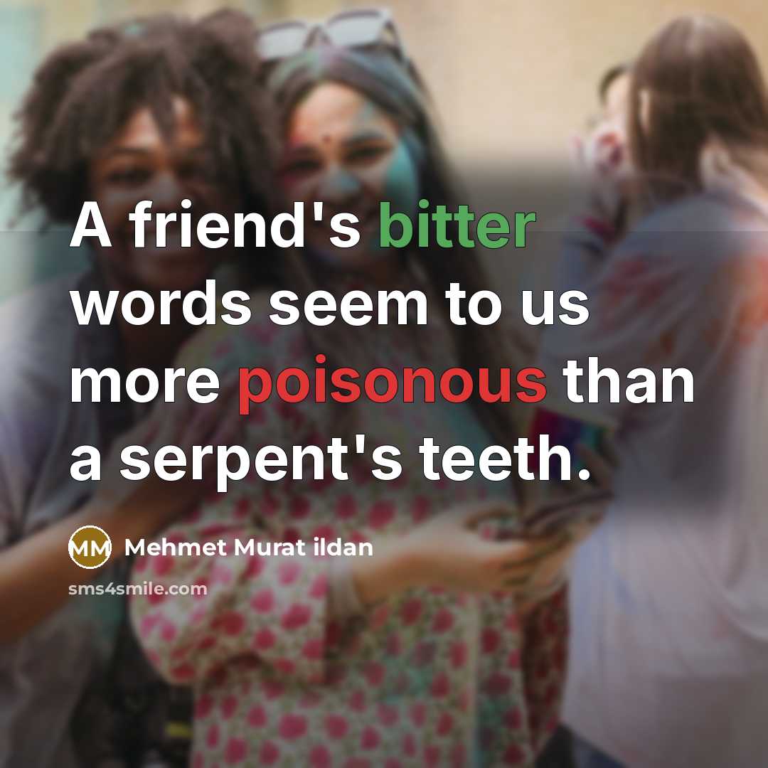 “A friend's bitter words seem to us more poisonous than…” quote by Mehmet Murat Ildan