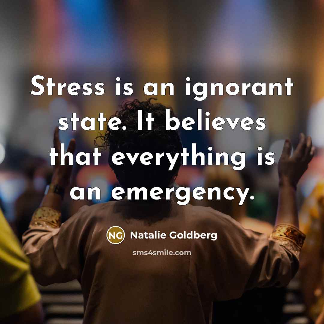 “Stress is an ignorant state. It believes that everything is…” quote by Natalie Goldberg