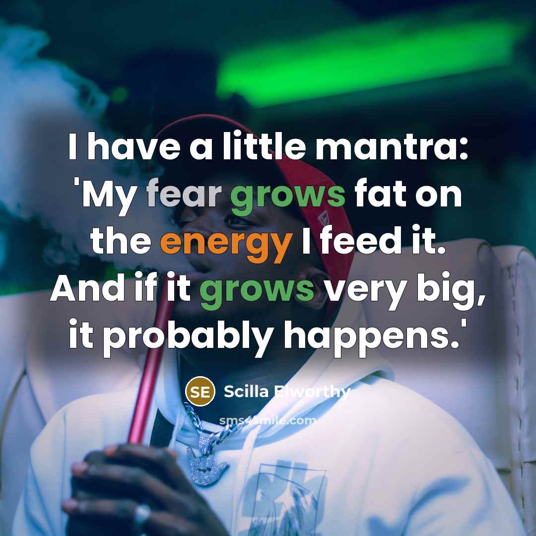 “I have a little mantra: 'My fear grows fat on…” quote by Scilla Elworthy