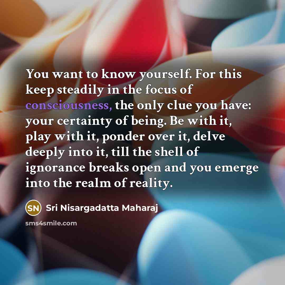 “You want to know yourself. For this keep steadily in…” quote by Sri Nisargadatta Maharaj