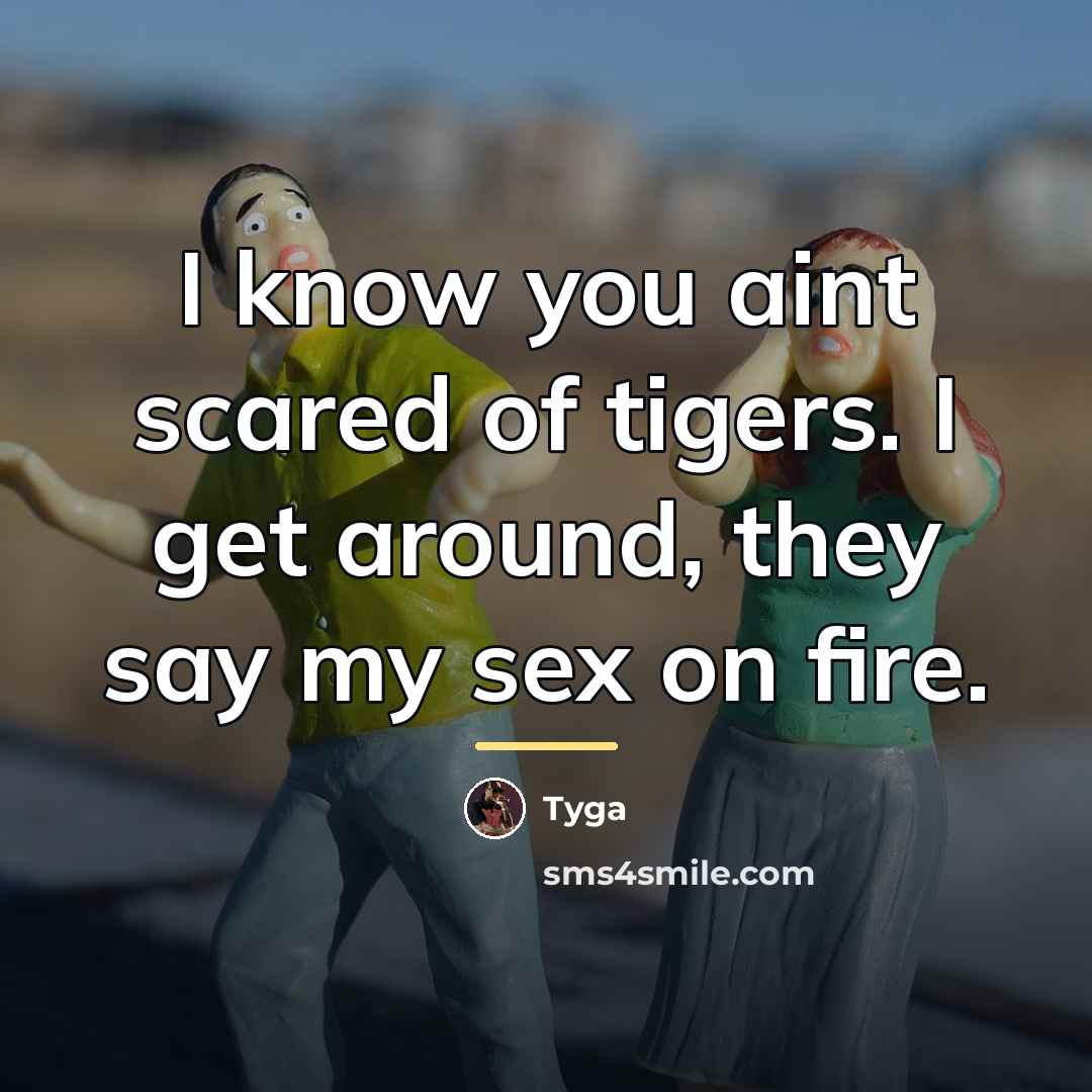 “I know you aint scared of tigers. I get around,…” quote by Tyga