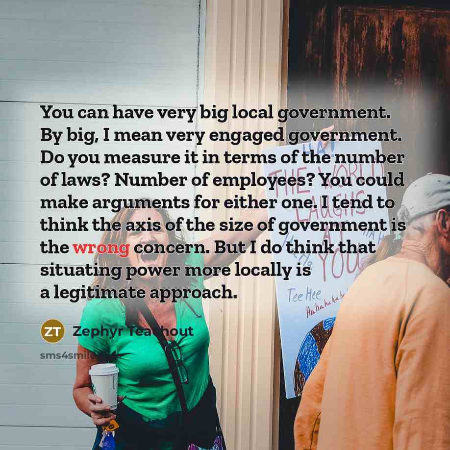 “You can have very big local government. By big, I…” quote by Zephyr Teachout