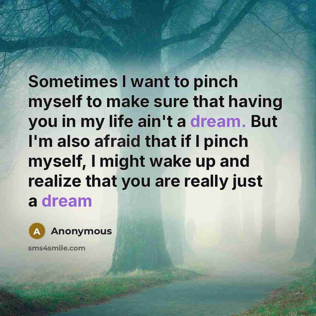 “Sometimes I want to pinch myself to make sure that…” quote by Anonymous