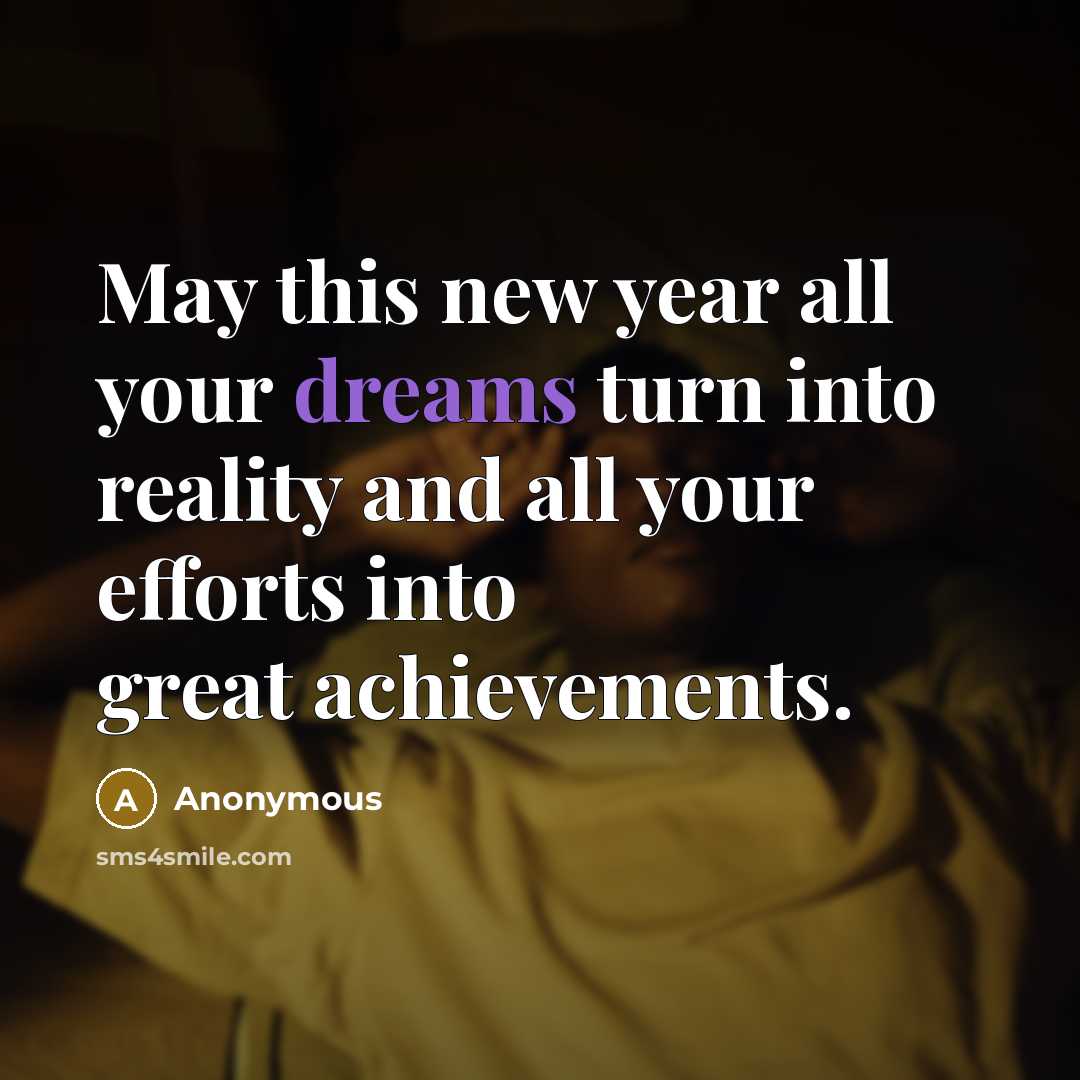 “May this new year all your dreams turn into reality…” quote by Anonymous