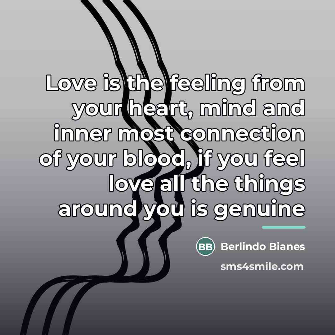 “Love is the feeling from your heart, mind and inner…” quote by Berlindo Bianes