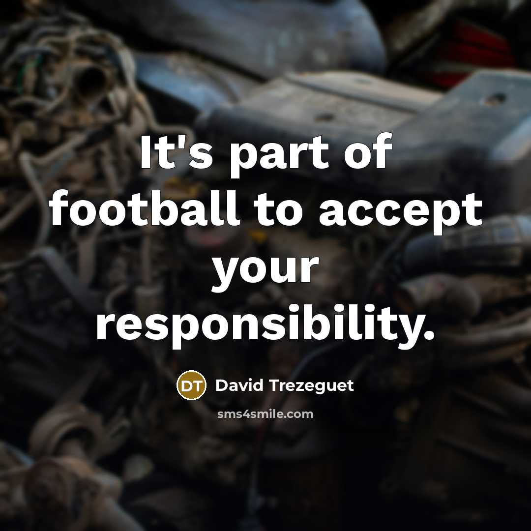 “It's part of football to accept your responsibility.…” quote by David Trezeguet