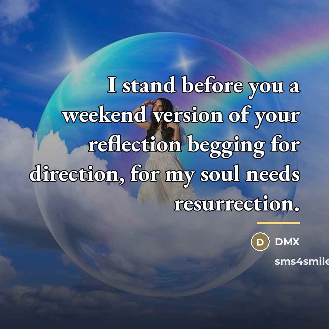 “I stand before you a weekend version of your reflection…” quote by DMX