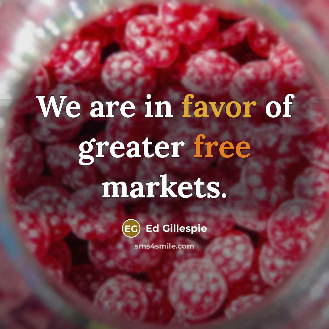 “We are in favor of greater free markets.…” quote by Ed Gillespie