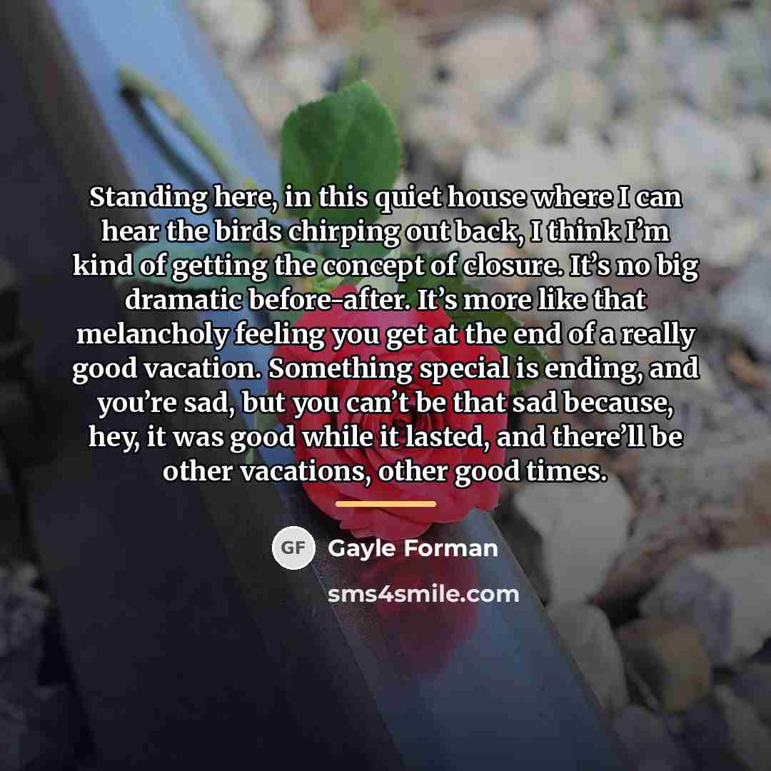 “Standing here, in this quiet house where I can hear…” quote by Gayle Forman