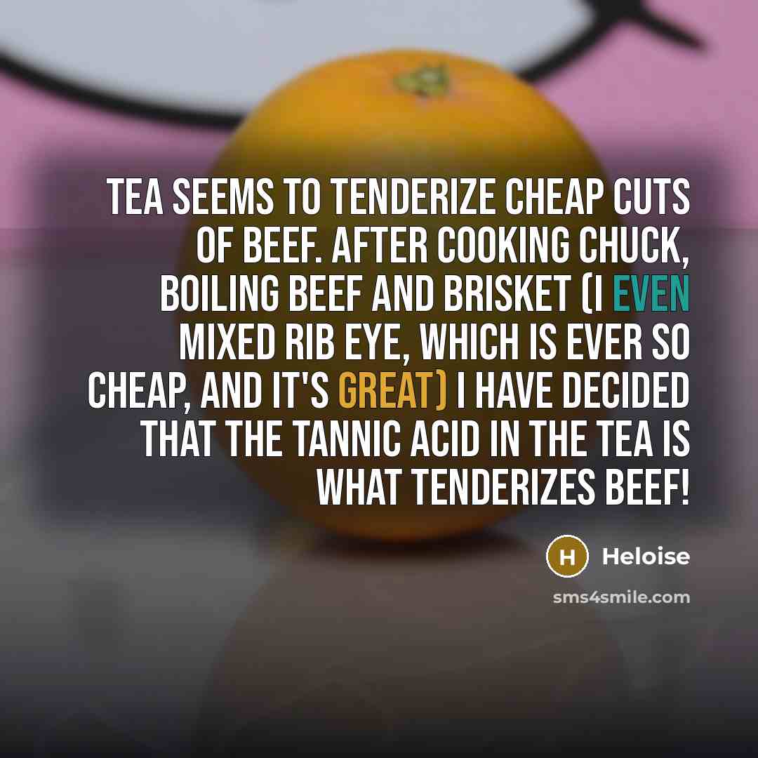 “Tea seems to tenderize cheap cuts of beef. After cooking…” quote by Heloise