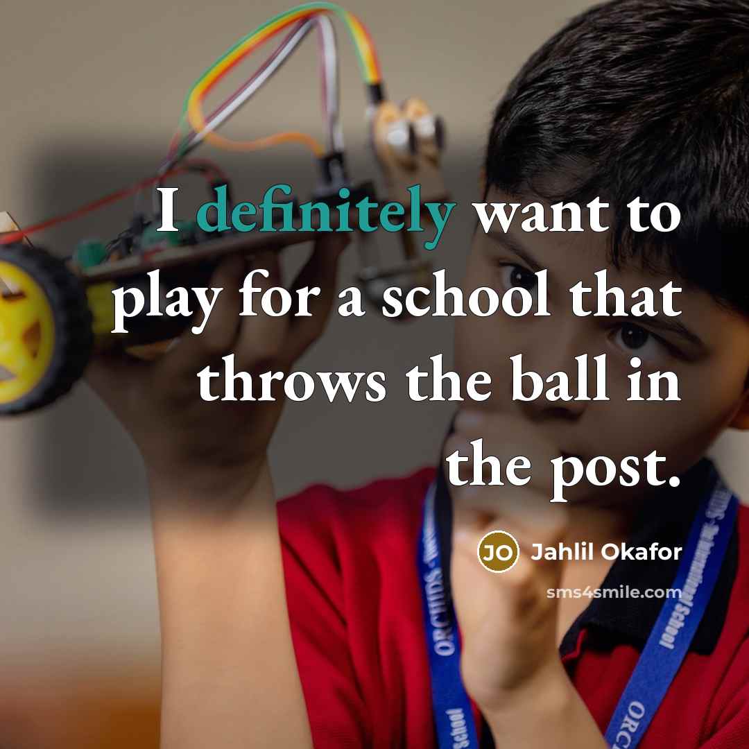 “I definitely want to play for a school that throws…” quote by Jahlil Okafor